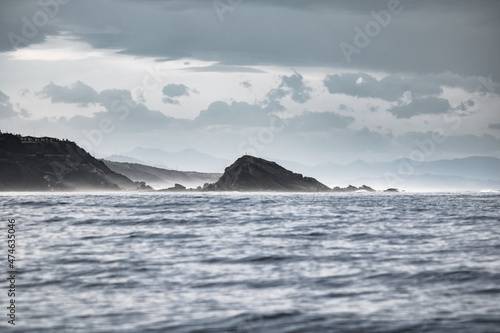 scenic seascape - beautiful view on " island of pigs " on basque coastline, france © Barbara C