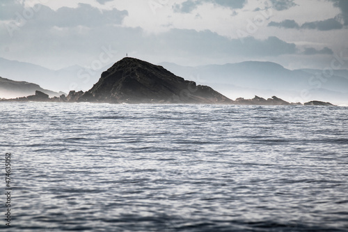 scenic seascape - beautiful view on " island of pigs " on basque coastline, france