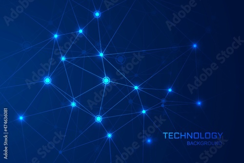 Abstract technology science background with connecting polygon lines design