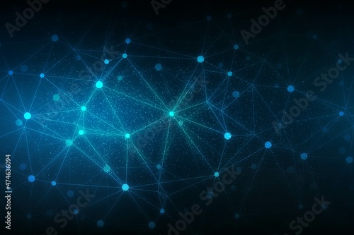 Abstract technology science background with connecting polygon lines design