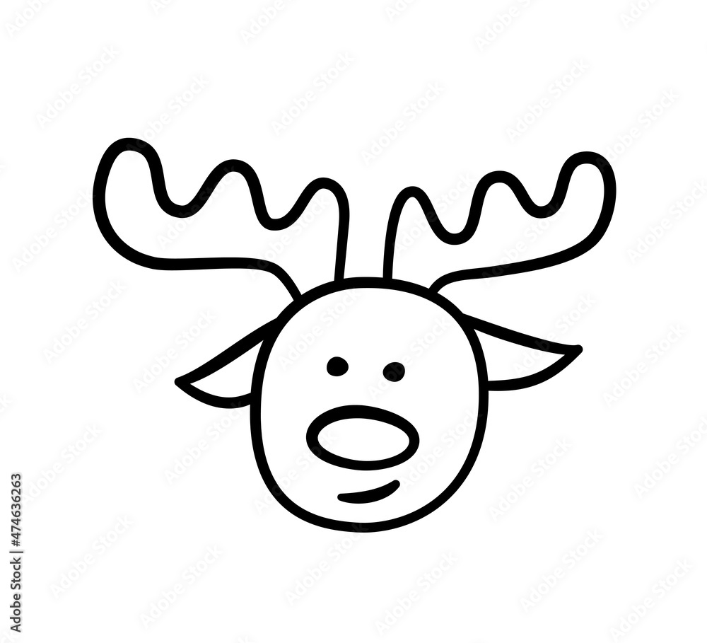 Cute christmas Reindeer in doodle style. Hand drawn reindeer. Children drawing. Vector illustration isolated on white background. Cute christmas Reindeer in doodle style. Hand drawn reindeer. Children drawing. Vector illustration isolated on white background.