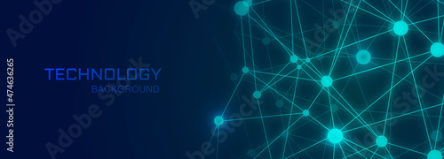 Technology banner background with polygon connecting shapes