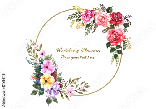 Lovely flowers frame with widding card background photo