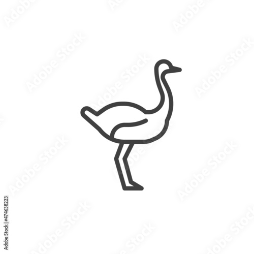 Ostrich bird line icon