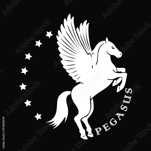 pegasus white horse logo vector illustration