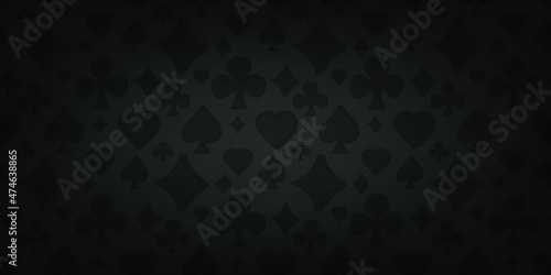 Poker and casino playing card black Background. Blank poster and banner template. Vector illustration.