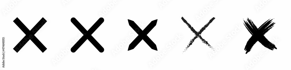 Cross x vector icon. Delete, vote sign. Set of graphic design elements. Cross x vector icon. Delete, vote sign. Set of graphic design elements.