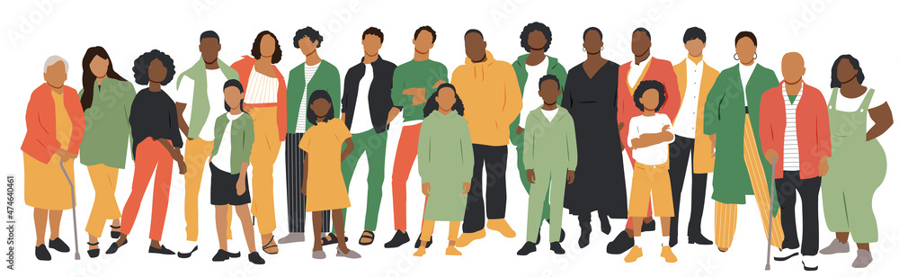 People stand side by side together. Flat vector illustration. People stand side by side together. Flat vector illustration.
