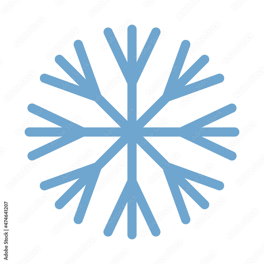 Snowflake blue icon simple flat illustration silhouette of snowflake Snowflake blue icon simple flat illustration silhouette of snowflake