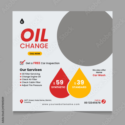 Oil change social media post or flyer, Editable
