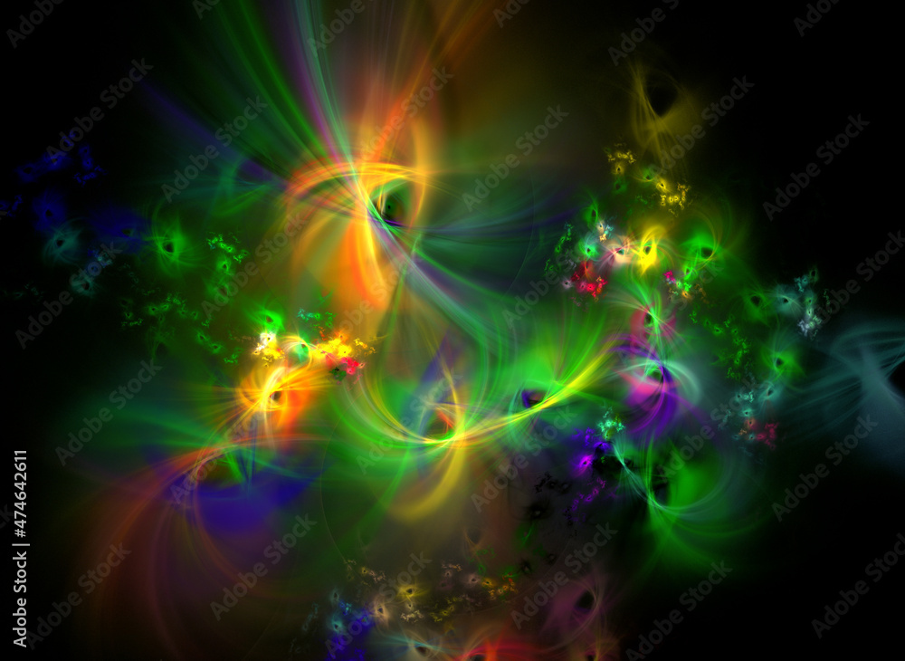 Abstract fractal color pattern on black backgraund Abstract fractal color pattern on black backgraund