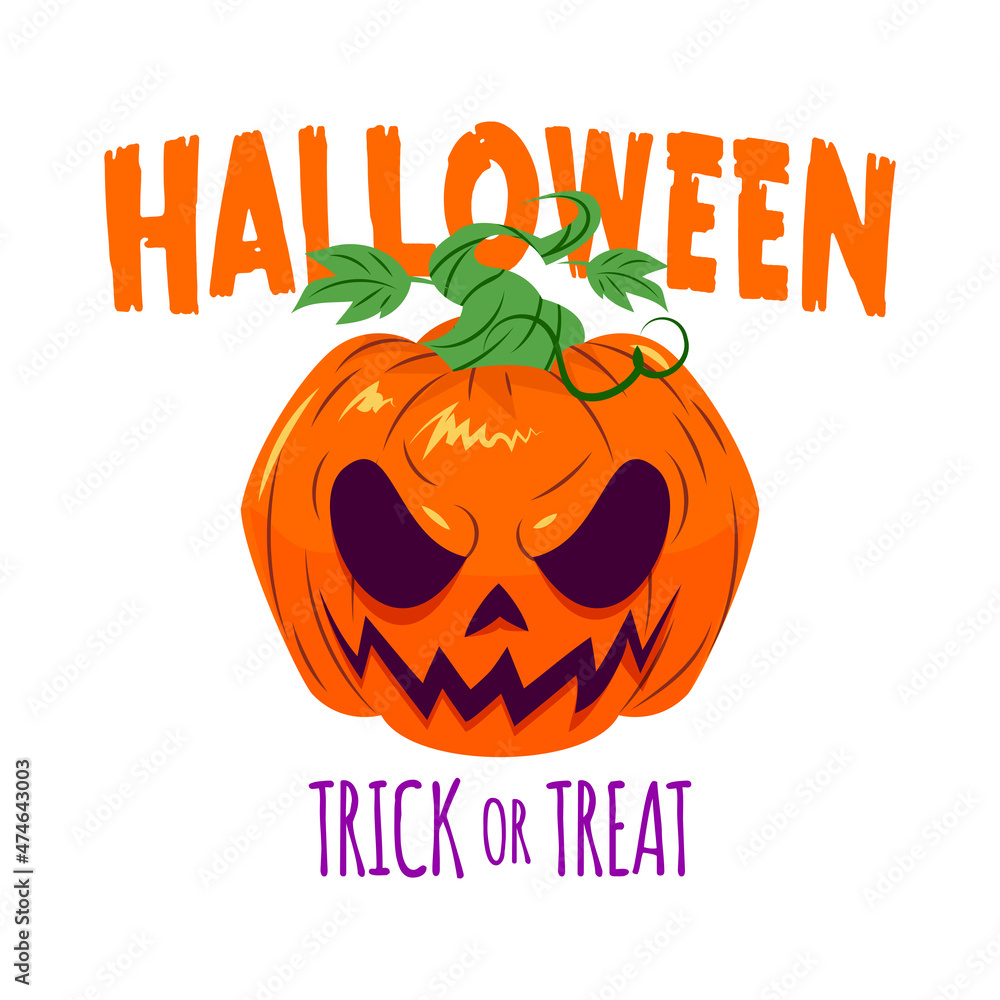 Naklejka premium spooky pumpkin head character vector