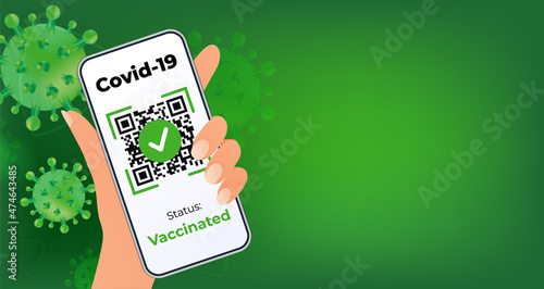 Qr code verification. Covid19 vaccine passport template.