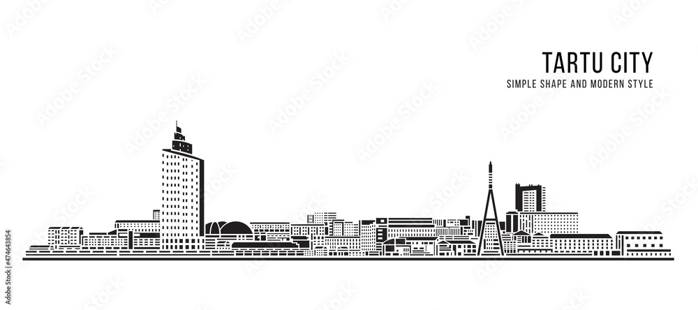 Cityscape Building Abstract Simple shape and modern style art Vector design - Tartu city