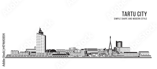 Cityscape Building Abstract Simple shape and modern style art Vector design - Tartu city photo