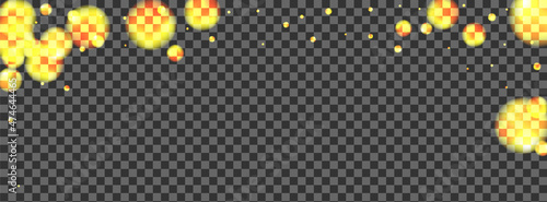 Black Dot Background Transparent Vector. Confetti Overlay Texture. Graphic Card. Orange Flare Glitter Illustration. Blur Glow.