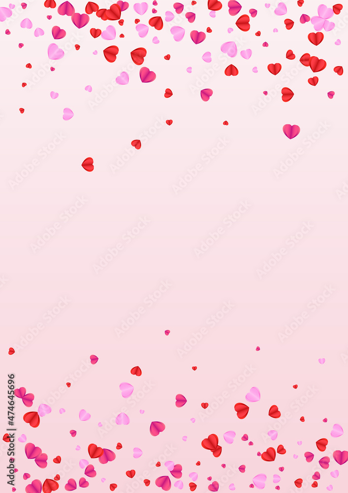 Fond Confetti Background Pink Vector. Card Frame Heart. Pinkish Element Pattern. Red Confetti Day Backdrop. Lilac Greeting Illustration.