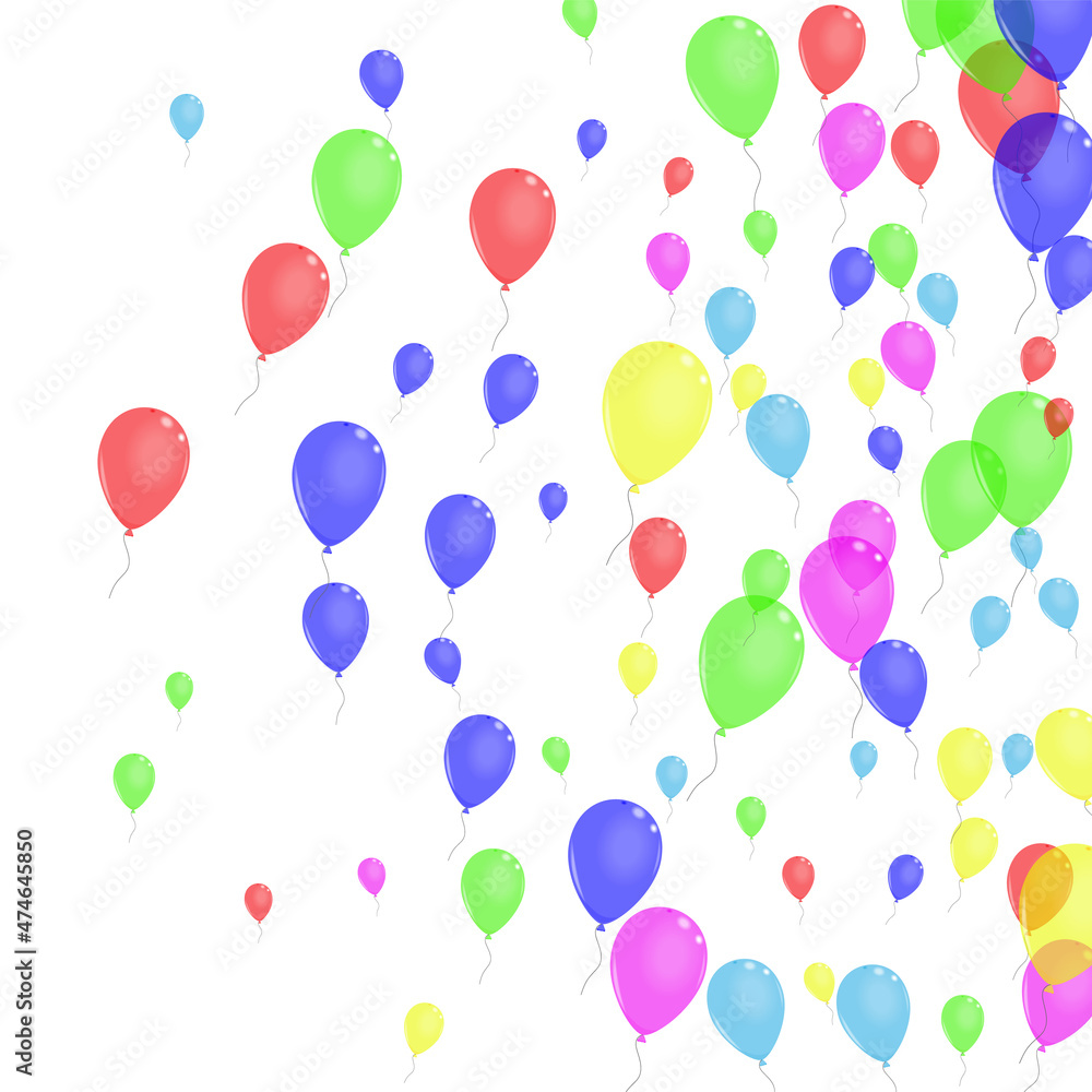 Red Toy Background White Vector. Helium Latex Background. Yellow Fest. Purple Air. Flying Sphere Illustration.