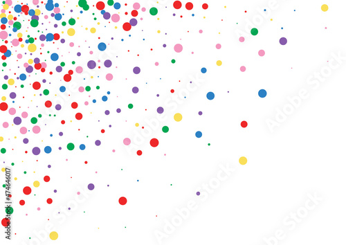 Blue Round Burst Background. Dot Template Illustration. Yellow Festive Confetti. Red Vector Circle Texture.