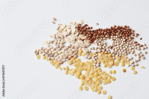 healthy diet nutrition ideas, white sorghum,  pearl barley, oats, buckwheats and pearl barley