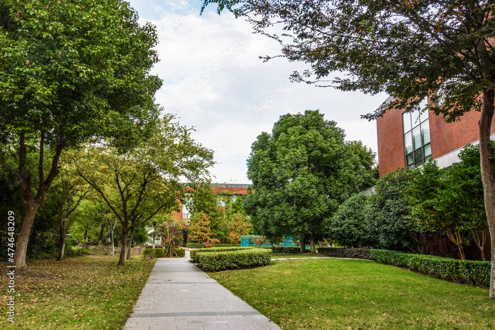 Empty floors and office buildings in the financial center, Qingdao, China