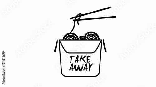 Chinese Food Take Away Icon. Vector editable flat black and white illustration
