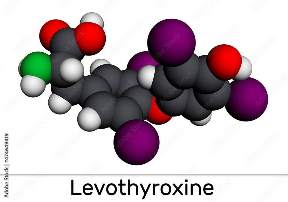 Levothyroxine, Lthyroxine, molecule. It is synthetic form of the