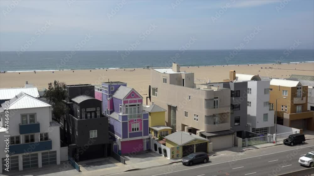 Scenic view of the Santa Monica Beach and Ocean Avenue from the Palisades Park. Los Angeles. California, USA Scenic view of the Santa Monica Beach and Ocean Avenue from the Palisades Park. Los Angeles. California, USA