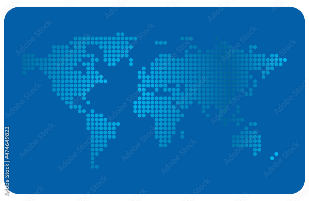 abstract light blue world map with gradient on blue vector background - card