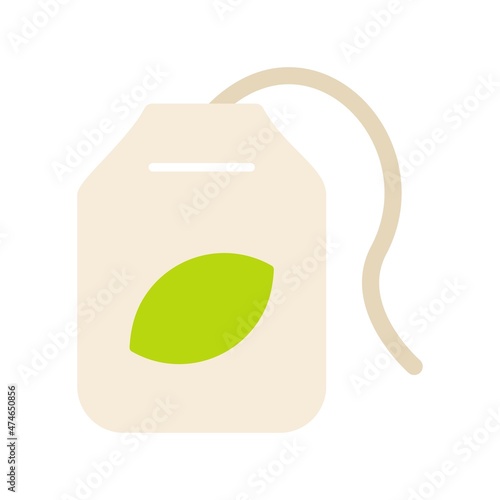 Green Tea Bag Flat Vector Icon Design
