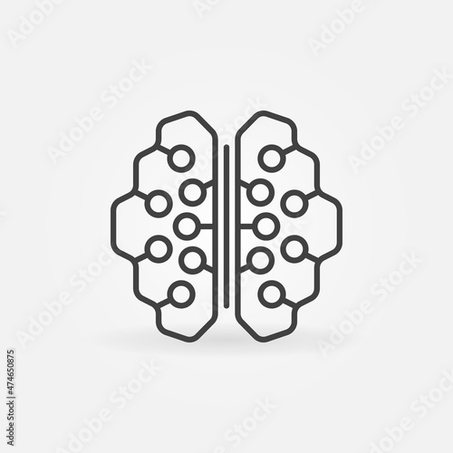 Neuron Connections in Human Brain outline vector concept icon