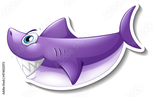 Purple shark cartoon sticker