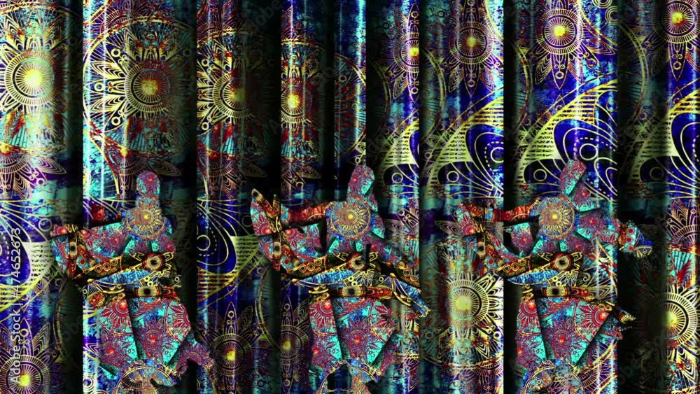 Dynamic dance in folk style. Animation of the contours of the dancer against the background of the ethnic pattern. Loop. Dynamic dance in folk style. Animation of the contours of the dancer against the background of the ethnic pattern. Loop.