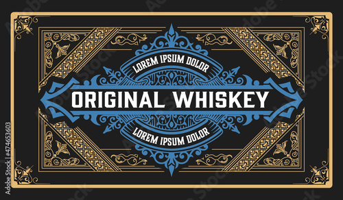 Whiskey label with old frames