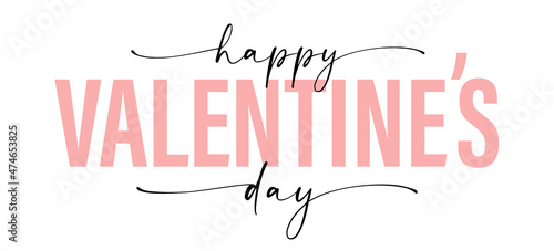 Happy Valentines Day word lettering script. Valentine day background with typography text for valentine's card or banner. Vector illustration