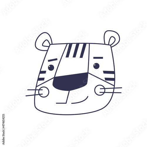 Outline muzzle of cute tiger.
