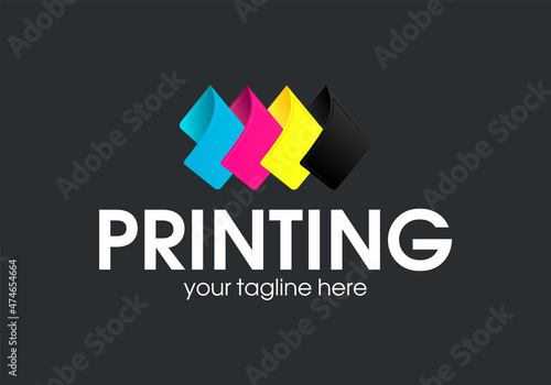 Digital print logo design template. Typography modern sign. Polygraphy and print factory. Express press and photocopy studio.
