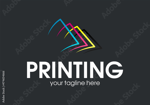 Digital print logo design template. Typography modern sign. Polygraphy and print factory. Express press and photocopy studio.
