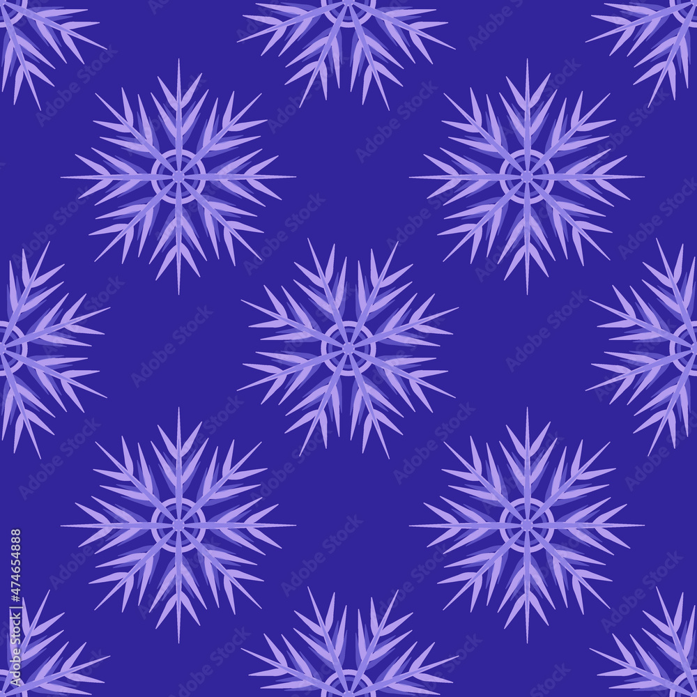 A seamless pattern on a square background is snowflakes. Design element for the design of books, notebooks, postcards, interior items. Wallpapers, textiles, packaging, background for a website, mobile A seamless pattern on a square background is snowflakes. Design element for the design of books, notebooks, postcards, interior items. Wallpapers, textiles, packaging, background for a website, mobile