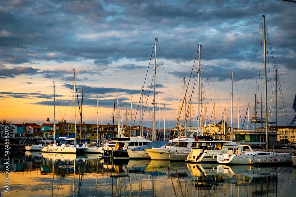 boats at sunset