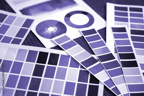 Purple palettes on table. P...