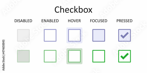 Checkbox. UI kit for web design and mobile applications. Vector illustration.