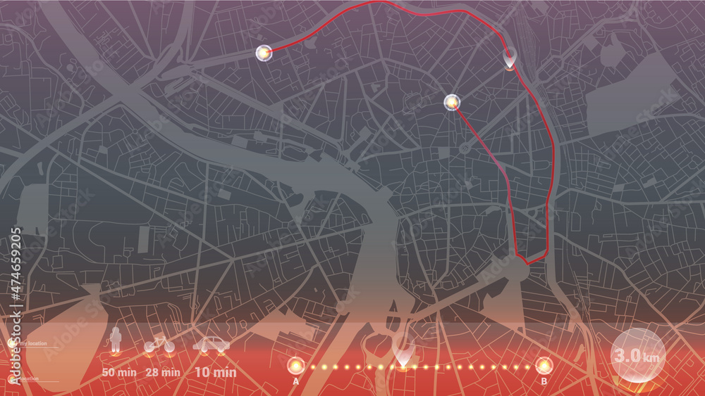 Fototapeta premium design art gps infographic map city of Toulouse