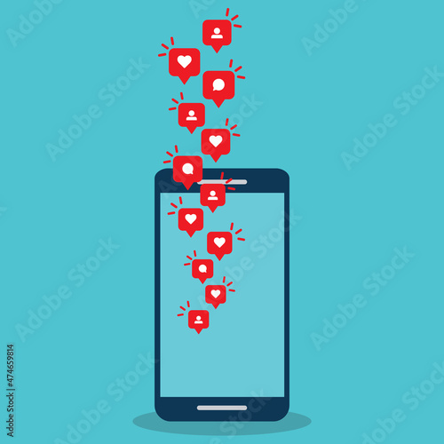 Social media notification icon. Follow, like, new comments symbol. Social networking. Vector illustration.