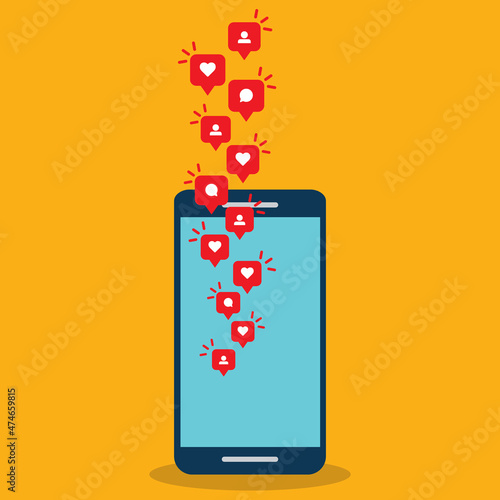 Social media notification icon. Follow, like, new comments symbol. Social networking. Vector illustration.