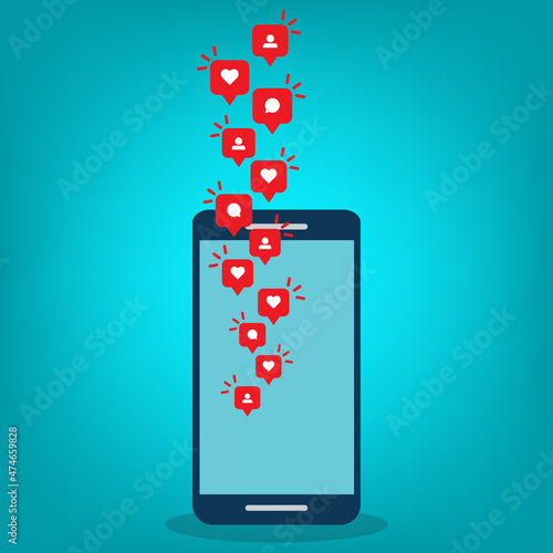 Social media notification icon. Follow, like, new comments symbol. Social networking. Vector illustration.