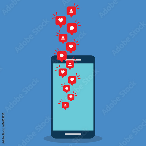 Social media notification icon. Follow, like, new comments symbol. Social networking. Vector illustration.