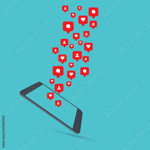 Social media notification icon. Follow, like, new comments symbol. Social networking. Vector illustration.