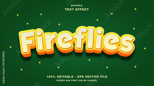 fireflies cartoon text effect editable