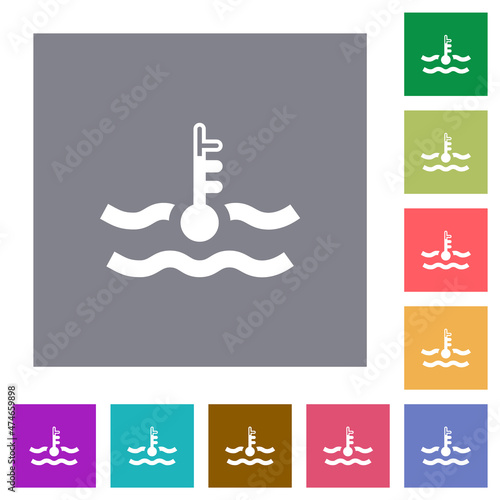 Warm temperature engine coolant square flat icons